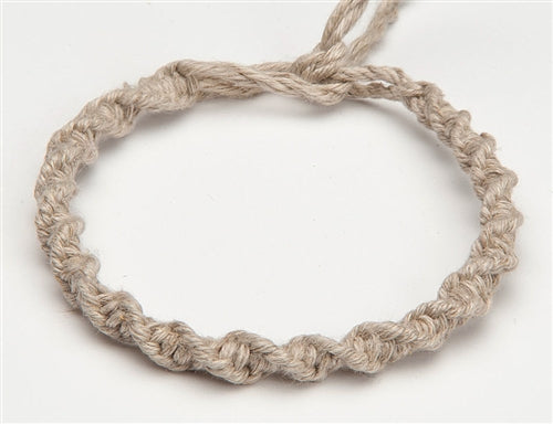 BA8-HN Hemp Yarn Round Macrame Bracelet/Anklet-Natural